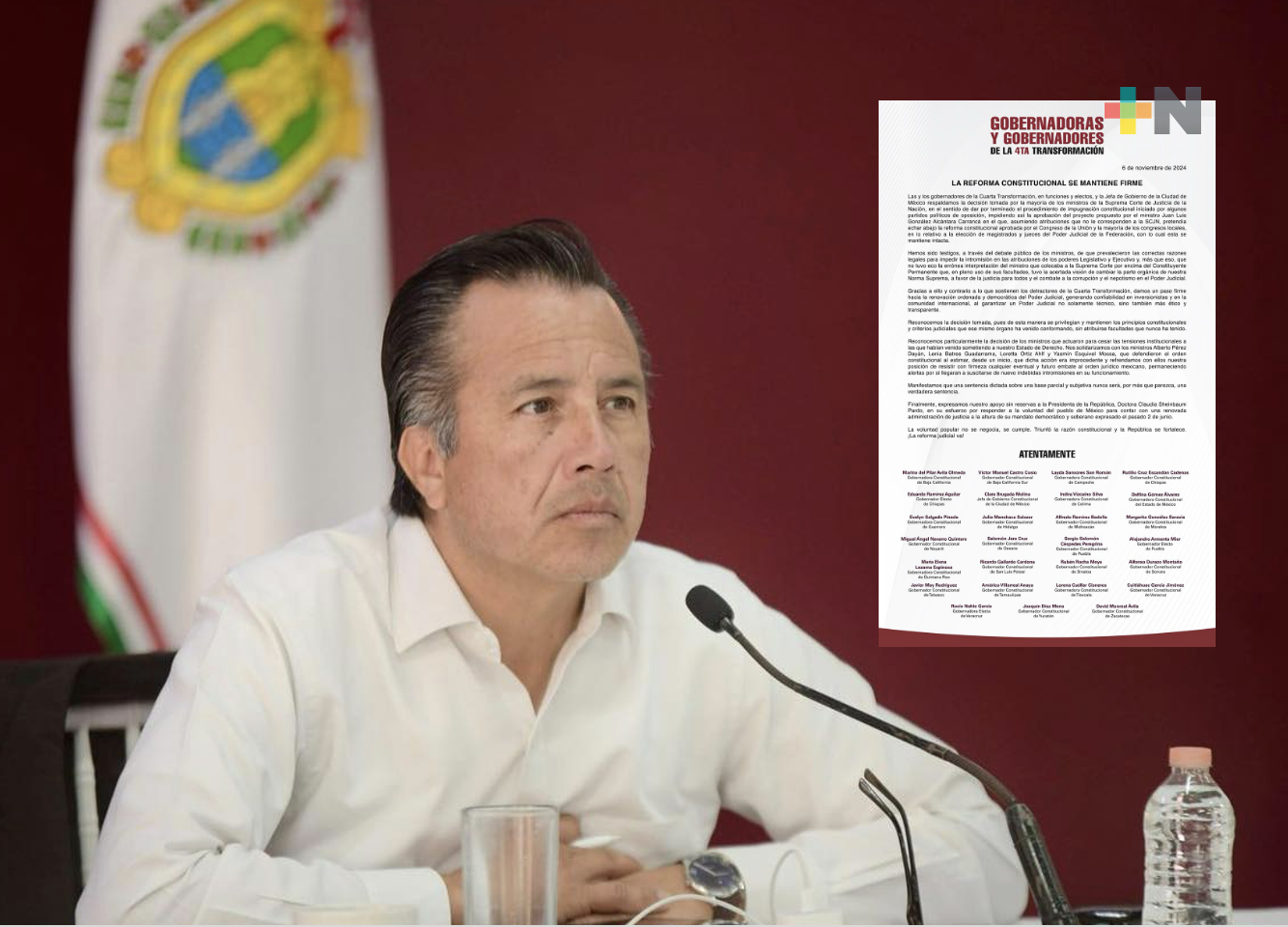 Cuitláhuac García se congratula porque la SCJN desechó impugnación a reforma judicial